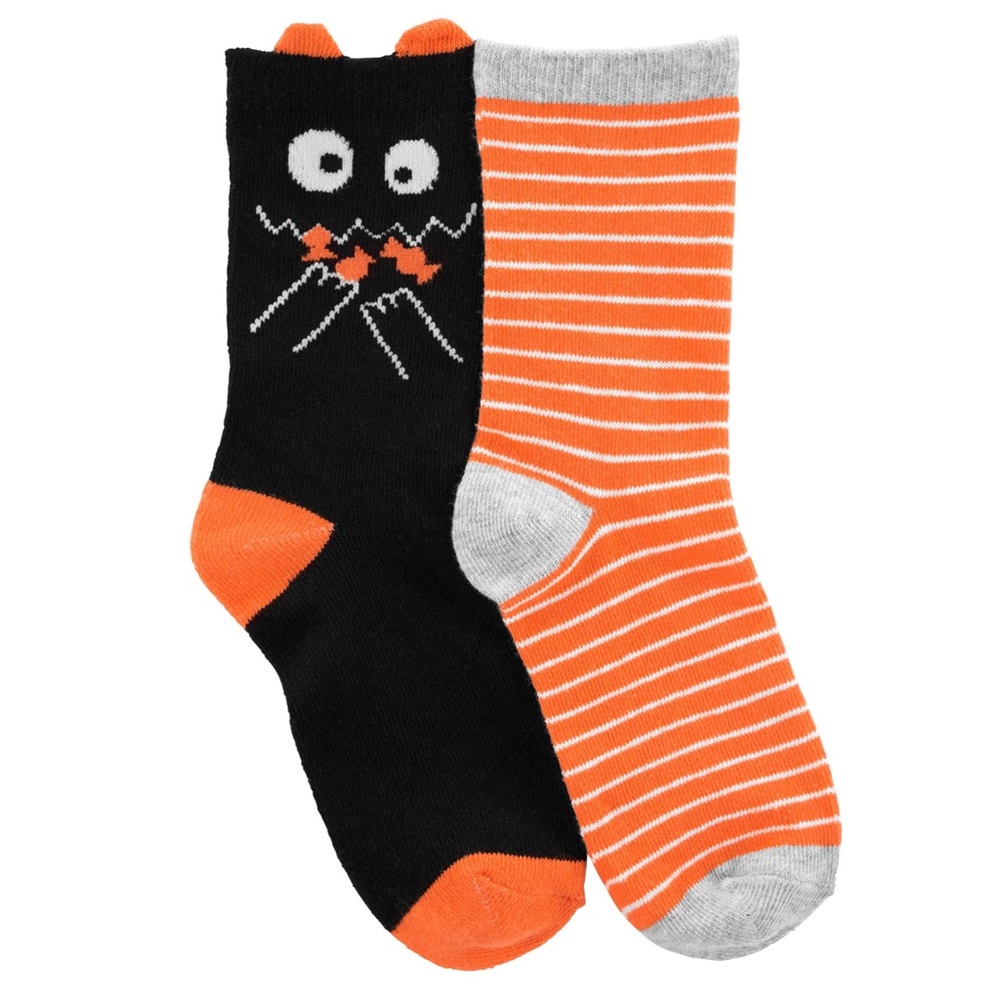 Carter’s Kids Halloween Cat or Monster Stripe Crew Socks